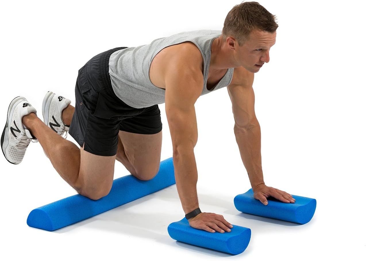 ProsourceFit Flex Foam Half-Round Rollers 12” for Muscle Massage, Physical Therapy, Core & Balance Exercises Stabilization, Pilates, Blue : Exercise Foam Rollers : Sports & Outdoors