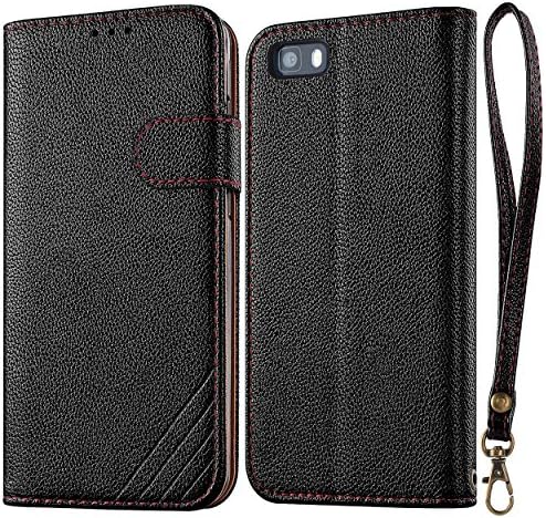 Huawei P8 Lite Case, LANOU Premium PU Leather Wallet Flip Cover Protective Case with Stand for Huawei P8 Lite 2015 - Black