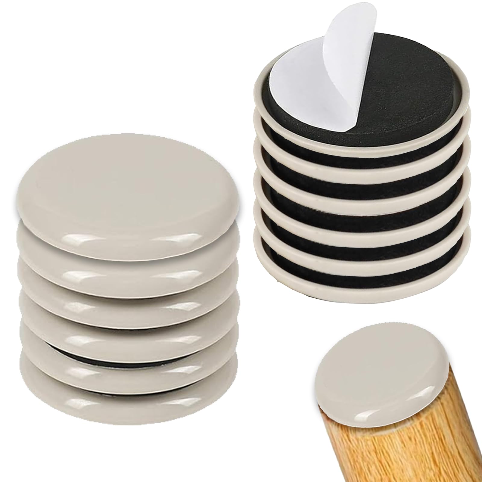 TYVOM 12 Pcs Furniture Sliders for Heavy Items, 50mm Washing Machine Sliders Reusable Furniture Sliders for Carpet Furniture Movers for Heavy Items on Carpet & Hard Floor Black