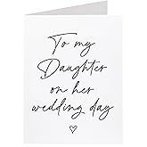 palmpaperie Card for daughter on her wedding day card. To Bride from Mom Dad. Printed keepsake gift note card for Day of Wedding. Elegant. With envelope. One Card. (To my Daughter)