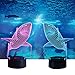 YiaMia 3D Shark LED Night Light Multi 7 Color Changing Touch Switch Optical Table Lamp USB Powered for Home Room Bar Party Festival Decor Kids Room Decoration