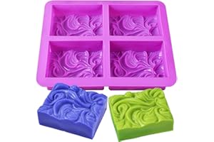 Newk Silicone Soap Molds, 4-Cavities DIY Handmade Soap Mold with Vivid Wave Pattern for Milk Soap (3.5 Oz Cavities)