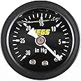JEGS Vacuum Gauge | 1.5” Diameter | Liquid-Filled | 0-30 PSI | Black Dial | 1/8 “ NPT Male Fitting | Black Steel Case & Bezel