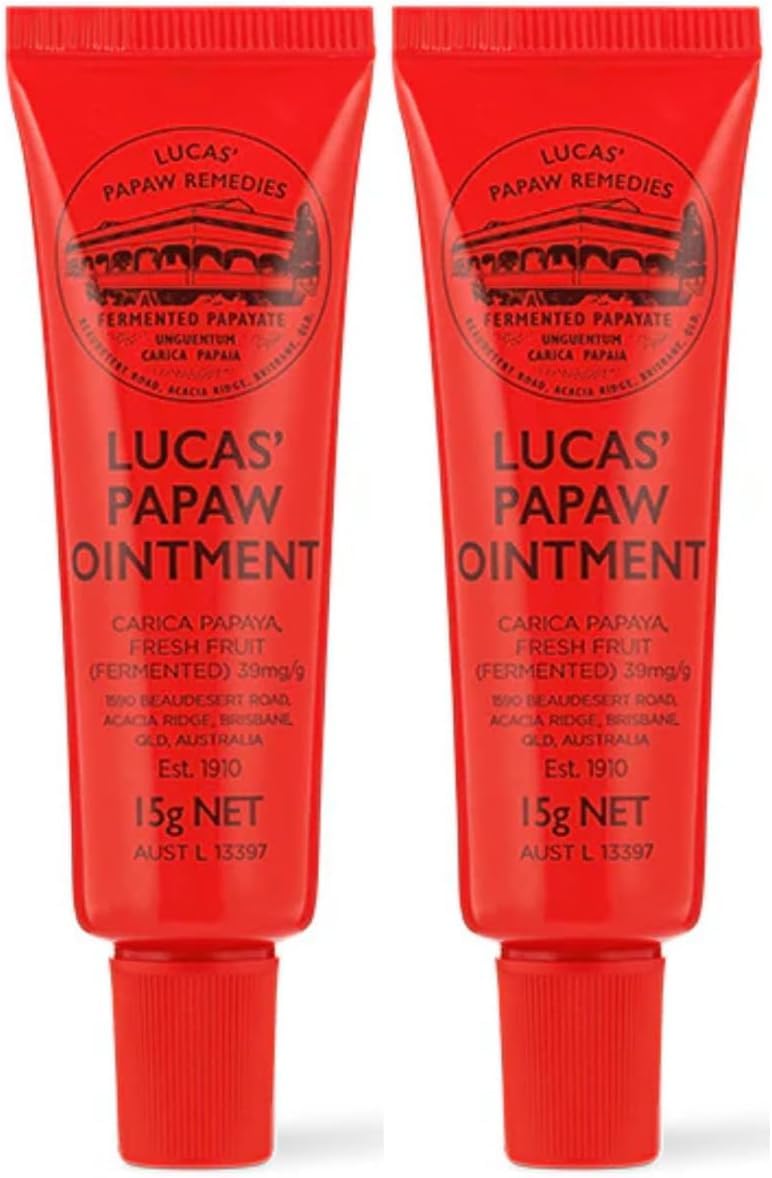 Lucas Papaw Ointment with Lip Applicator - Best Treatment for Chapped Lips, Minor Burns, Sunburn, Cuts, Insect Bites and Diaper Rash - Paw Paw Cream (2 PACKS)