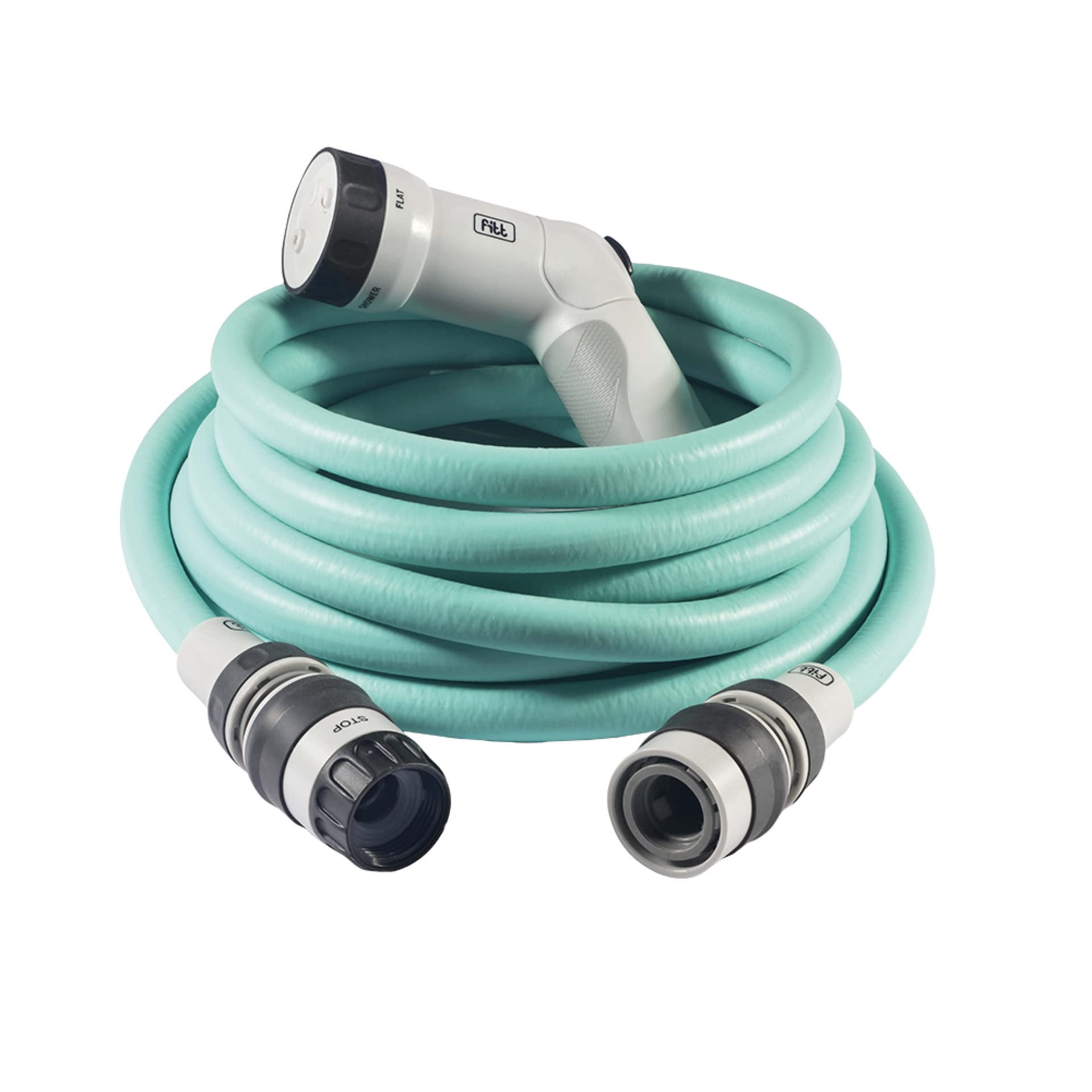 FITT IKON 20m, Garden Water Hose for Irrigation, Extensible, Compact, Light and Ready-to-use, with Multi-Jet Gun, Aquamarine