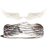 Naturepernulo Angel Wing Ring for Women Men Silver Plated Feather Rings Open Adjustable Guardian Ring Jewelry