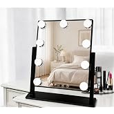 SLIMOON Makeup Vanity Mirror with Lights,10X, Black 13.77"x 11.81" | Vanity Mirror with Detachable 10X Magnification Mirror, Rechargeable, 3 Color Lights,Touch Control, 360‑Degree Swivel
