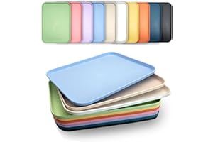 Slomg 10 Pack Plastic Art Craft Trays, Multicolor Activity Sensory Sand Puzzle Sorting Trays for DIY Projects Painting Beads Jewelry, Pink Food Serving Platters for Home Restaurant Supply 12x9in