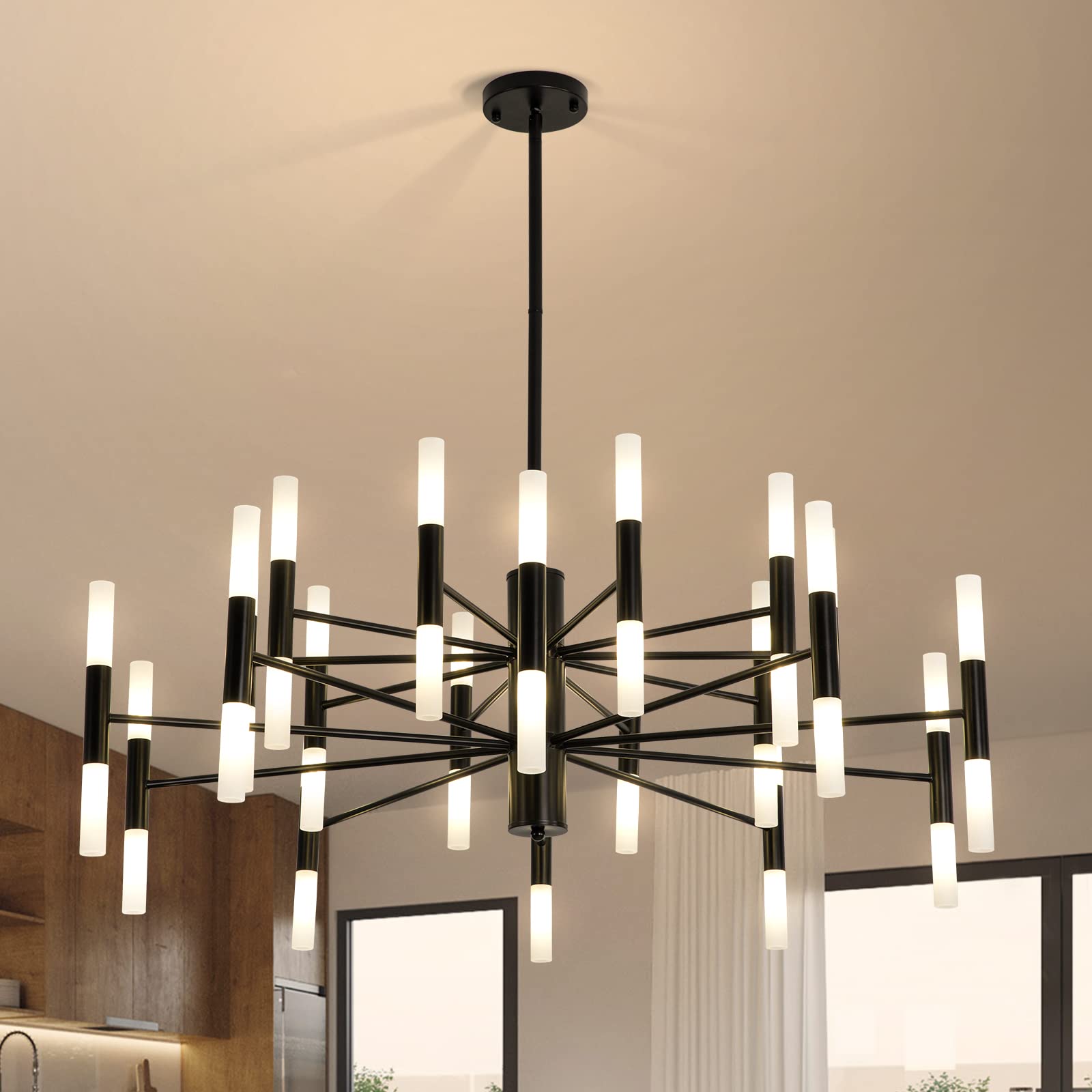 Photo 1 of **UNTESTED**
KELUOLY Black Farmhouse Chandelier 40-Light, Large Modern Candle Industrial Round Chandeliers, 39.3" Dining Room Lighting Fixtures Hanging, Metal Pendant Light for Living Room, Foyer, Bedroom,G9 Base