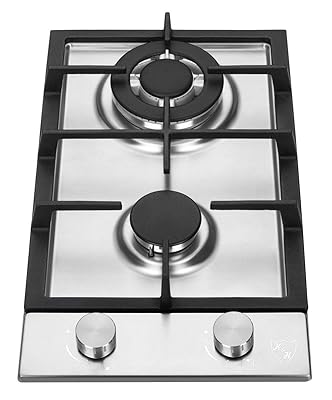 K&H 12" 2 Burner Gas Cooktop, Stainless Steel
