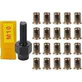 20pcs M10 Rivet Nuts with Hand Rivet Nut Tool Set, Manual Rivnut Tool, Hand Nut Riveter Accessory for Simple Install (M10)