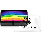 Kraze FX Dome Stroke - Bright Neon (25 gm), Water Activated, Professional UV Glow Blacklight Reactive Face and Body Painting Rainbow Cakes, Hypoallergenic, Safe, 1-Stroke Split Cake