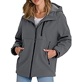 Yousify Womens Fleece Lined Rain Jacket Waterproof Lightweight Fall Winter Windbreaker Hooded Softshell Jackets