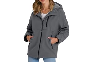 Yousify Womens Fleece Lined Rain Jacket Waterproof Lightweight Fall Winter Windbreaker Hooded Softshell Jackets