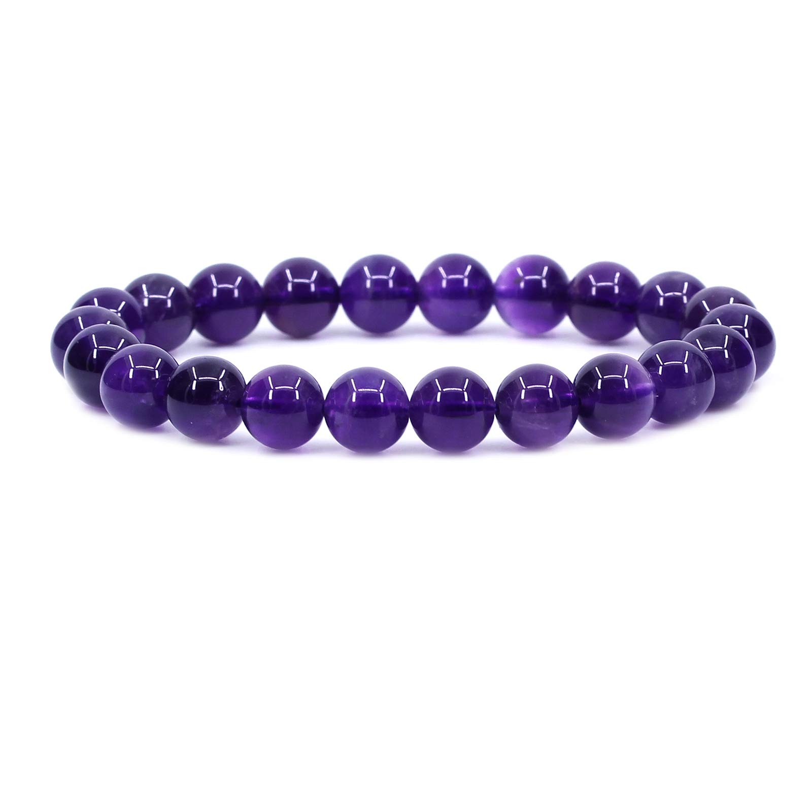 CHENYUE Natural A Amethyst Gemstone 8mm Round Beads Stretch Bracelet 7" Unisex โ image 1