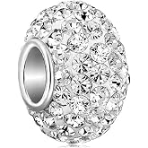 Adabele 1pc Solid 925 Sterling Silver Jan-Dec Birthstone Bead Charm | Sparkle Real 925 Silver Austrian Crystal Large Hole Bead Charm, Compatible with Pandora All Charm Bracelet Necklace