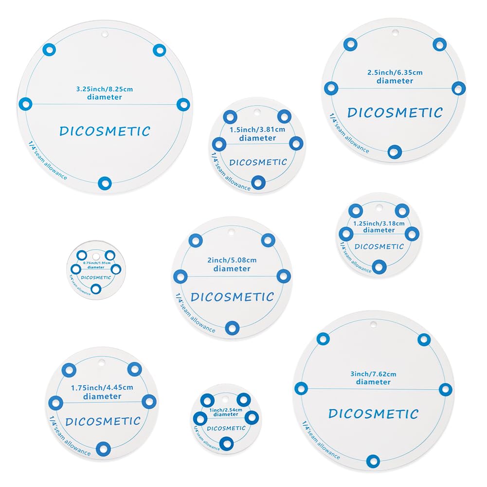 DICOSMETIC 9Pcs Circle Quilting Templates Sewing Rulers Set Acrylic Quilt Template Clear Hand Patchwork Tool Round Quilting Ruler Multifunctional Ruler for Craft Projects DIY Sewing