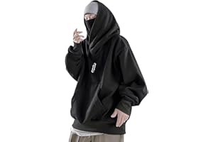 FXBAR Mens Hip Hop Hoodies Designed Oversize Mask Turtleneck Hooded Sweatshirts For Men Streetwear Trendy Sweatshirts