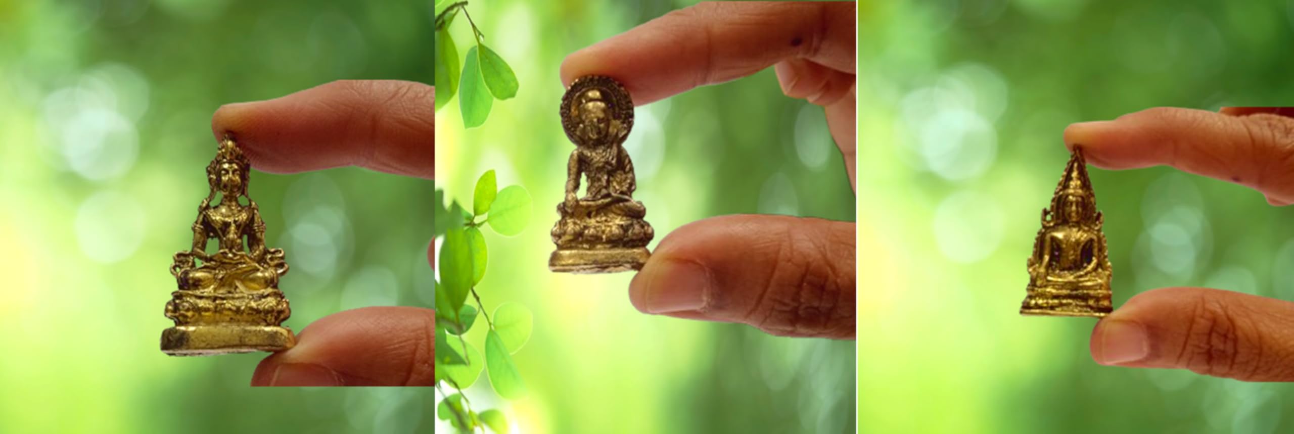 Purpledip Rare Miniature Statue Set Lord Buddha in 3 Different Poses, Unique Collectible Gift (11408)