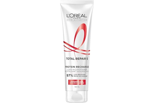L'Oréal Paris Hair Expertise Total Repair 5 Protein Recharge Leave-In Conditioner, Hair Treatment with Almond Oil, 150ml