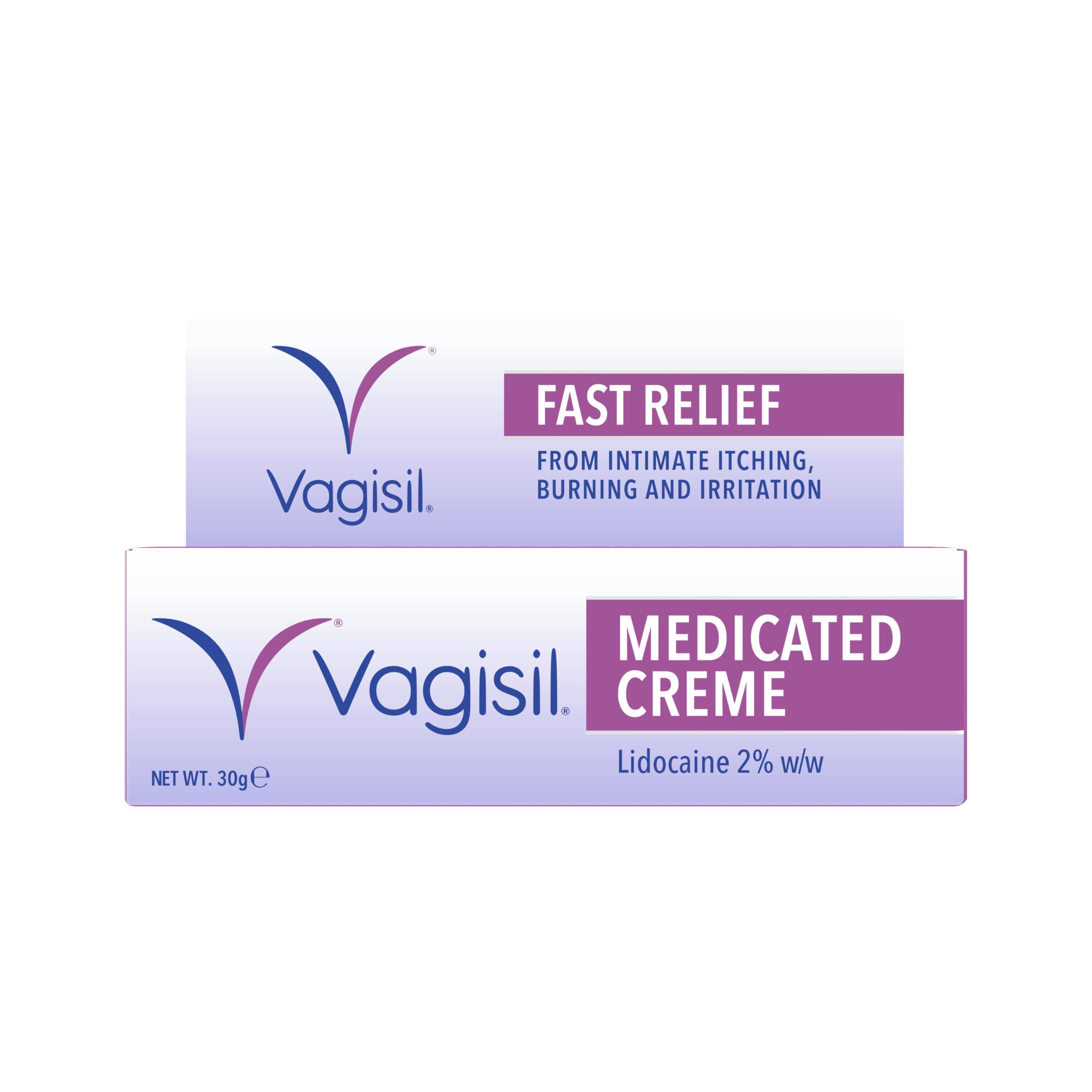 VAGISIL Medicated Crème, Fast Relief from Intimate Itch, Burning & Irritation with Lidocaine Anesthetic, 30 g