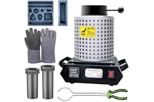 SIMPMELTS 1500W Digital Gold Melting Furnace Kit —2100°F Electric Smelting Furnace with PID Control, Includes 2KG+3KG Graphite Crucible, Tongs, and Ingot Mold for Melting Gold, Silver, Copper (Melting Furnace)