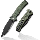 CIVIVI Cogent Pocket Knife, 3.47" 14C28N Steel Half Serrated Blade | Micarta Handle C20038E-4