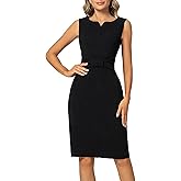 MINTLIMIT Women Sheath Dress Notch V Neck 3/4 Sleeve Bow Waist Wear to Work Pencil Dresses