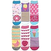 Jefferies Socks girls Sweat Treats Ice Cream/Donuts Fashion Crew Socks 6 Pair PackSocks