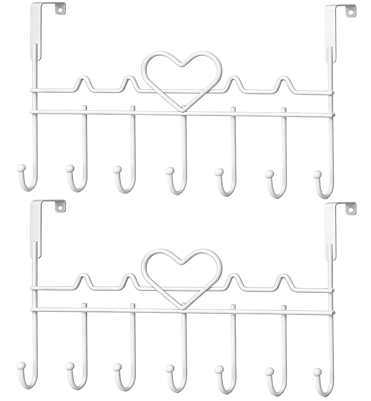 WBDXWB Over The Door Hook, Over Door Hanger for Coat, Towel, Bag, Robe (2 Pack, White)