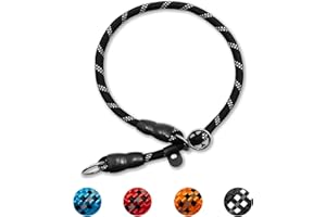 Mystercome Reflective Slip Collar, Dog Choker Collar, Nylon Dog Training Collar with Slidable Stopper No Pull Dog Collars Martingale Collars for Small Medium Large Dogs, Black, M