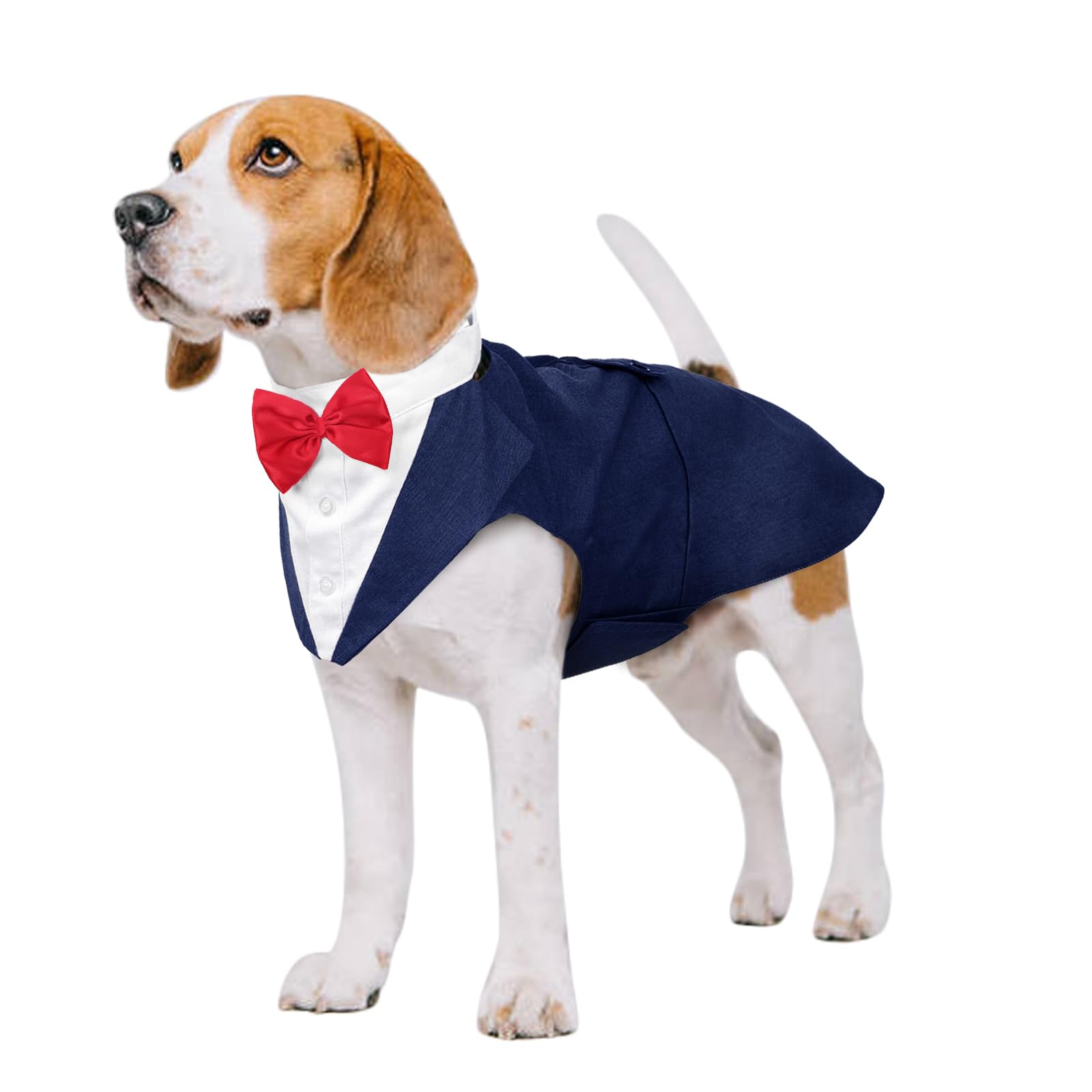 Kuoser Dog Tuxedo, Dog Wedding Suit and Bandana Set, Pet Clothes Puppy Formal Shirt with Removable Bow Tie, Doggie Costume Small Medium Large Dogs Outfit for Party Birthday Festival