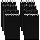 Thboxes 8 Pack Pocket Notebooks, 3 X 5 Spiral Notepads, Black | 60 Sheets/120 Pages Each, Lined 80gsm Paper, Double-Wire Binding, Pocket Size for School, Office, Travel