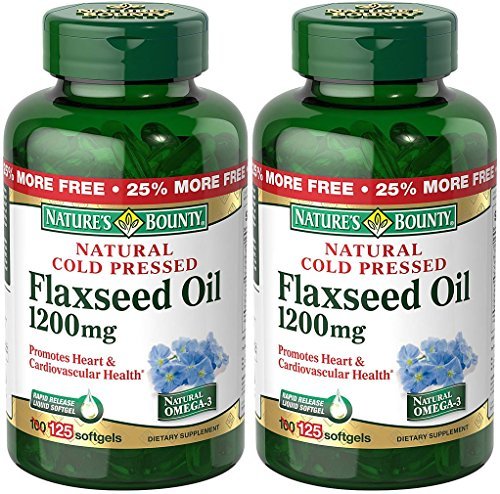 Nature's Bounty Natural Cold Pressed Flaxseed Oil, 1200mg, 250 Softgels (2 x 125 Count Bottles) by Nature's Bounty