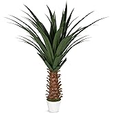 4ft Artificial Agave Plant, Realistic Faux Spiked Agave Tree with Lifelike Leaves and Moss in White Pot, Indoor Outdoor Floor Plant for Home Office Patio Porch Decor