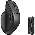 Keychron M6 4000 Hz Wireless Bluetooth 5.1/2.4 GHz/Wired Optical Mouse, Lightweight 78g Programmable PixArt 3395 Sensor with up to 26K DPI/ 650 IPS for Windows Mac Linux - Black
