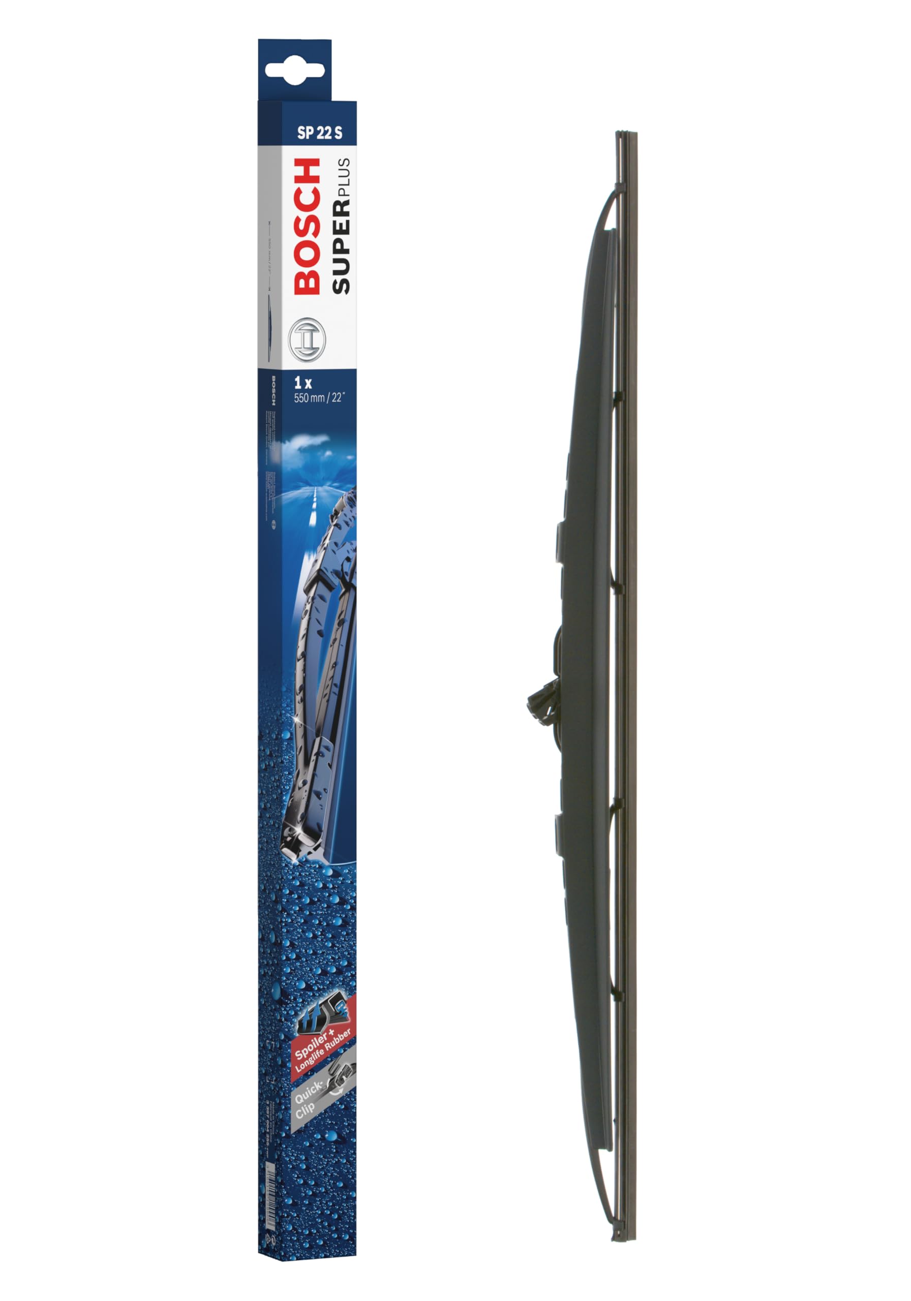 Bosch Wiper Blade Super Plus Spoiler SP22S, Length: 550mm − Single Front Wiper Blades