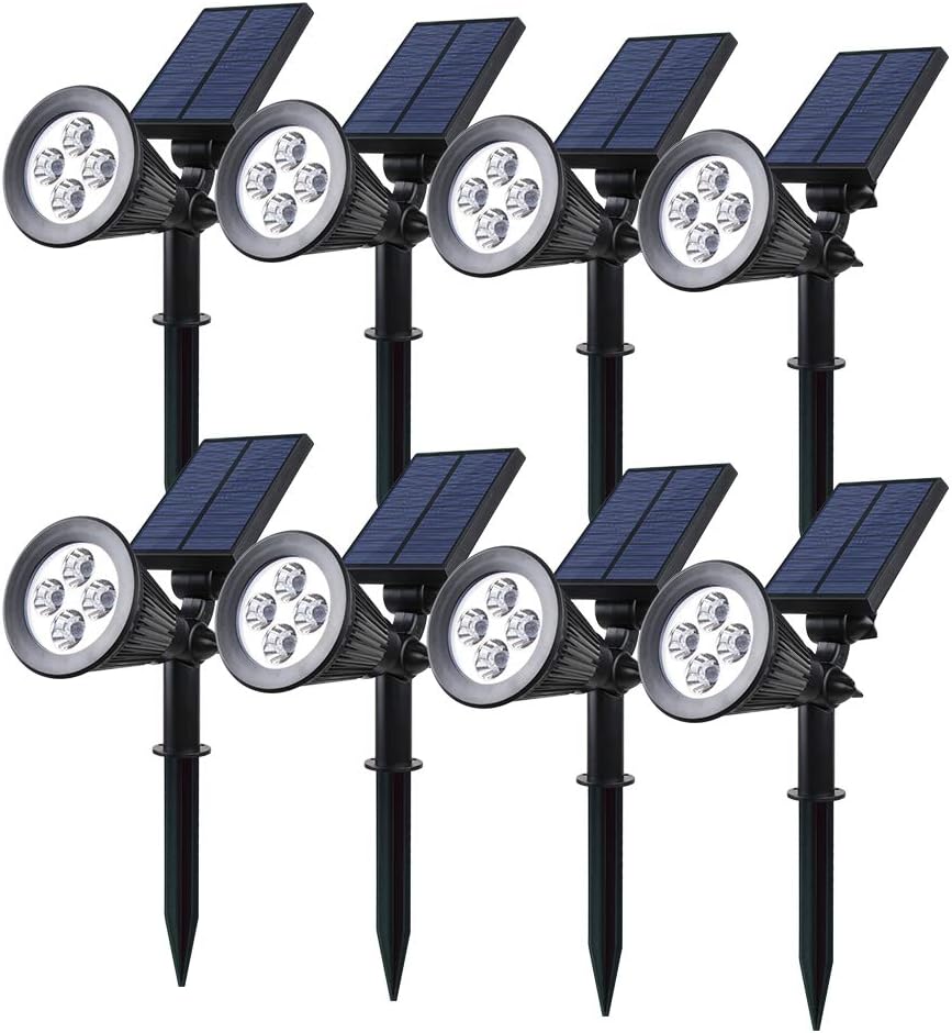FALOVE 8 Pack Solar Spotlight, 2-in-1 LED Wall/Landscape Solar Lights, 270° Adjustable Waterproof Outdoor Landscape Lights for Tree, Driveway, Yard, Lawn, Pathway, Garden