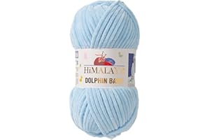 HIVEROOTS 1 Skein/Pack Himalaya Dolphin Baby Chenille Yarn, Each Ball 100 gr (3.5 oz), 120 m (132 Yards), 100% Polyester, Super Bulky Baby Blanket Velvet Amigurumi Yarn, 80306 - Ice Blue