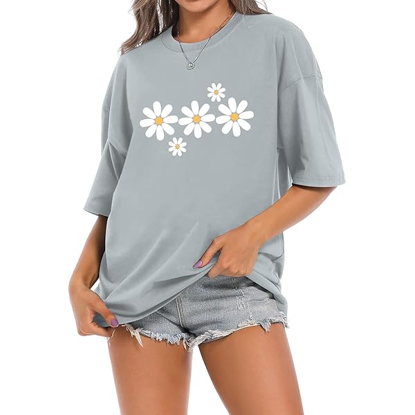 Fkatuzi Butterfly Oversized Vintage T Shirts for Women Sun