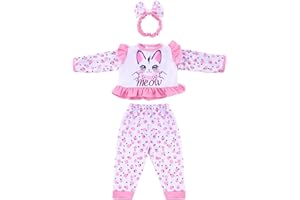 BABESIDE 3 Pcs Reborn Baby Doll Clothes Set for 17-22 Inch Babydolls, Cute Pink Cat Baby Doll Accessories with Headband for R