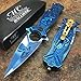 Masters Collection MC-A030BL Spring Assist Folding Knife, Blue Blade, Blue Handle, 4.5-Inch Closed