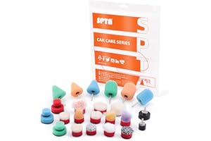 SPTA Mini Buffing Polishing Pads, 32Pcs Mini Detail Polisher Pads Use On Rotary Tools,Cordless Electric Drill, Polisher Tool for Tight Area Detailing Polishing Waxing and Sealing Glaze -HTDEPMIXUS