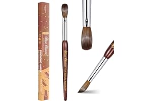 Shine Chance Acrylic Nail Art Brush Size 14, 100% Pure Kolinsky Hair Oval Nail Brush for Acrylic Application, Professional Nail Extension Manicure Tool Striping Nail Drawing Pen for DIY Home Salon