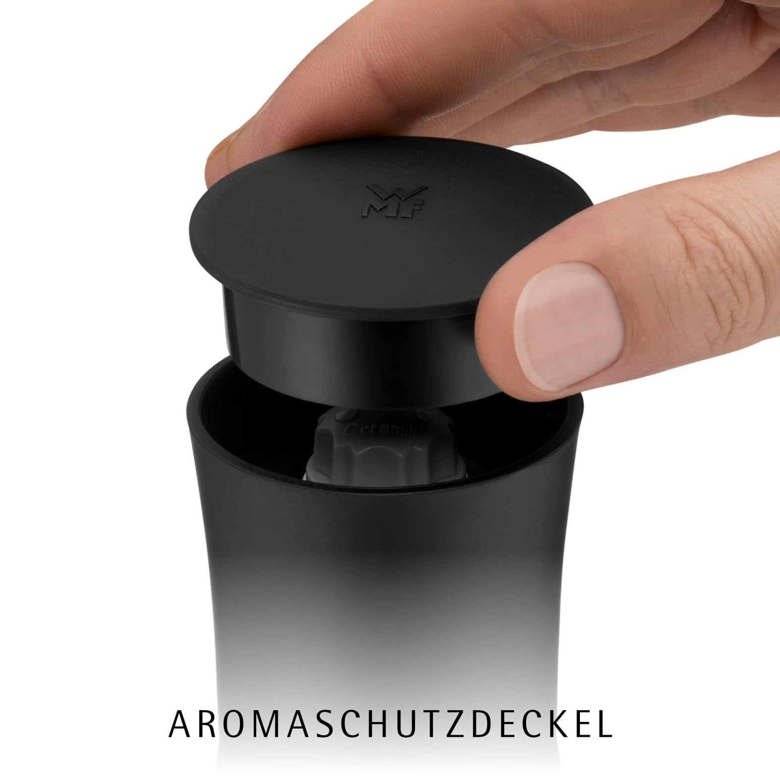 WMF Gewürzmühle mit Keramikmahlwerk – manuelle Chili-, Pfeffer- und Salzmühle aus Kunststoff und Glas, Mahlstärke einstellbar, langlebig und hygienisch, guter Küchenhelfer für frische Gewürze 3