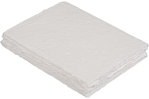 400 GSM / 25 Sheets - Rough/Textured Watercolor Drawing/Sketching Paper - 6"X4"(A6) - Handmade Deckle Edge Cotton Paper Made from Virgin Egyptian - Off-White by Leather Village