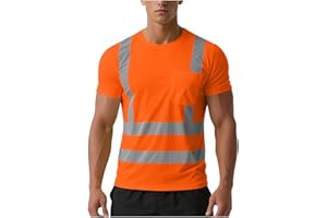 High Visibility Shirts for Men Women Short Sleeve Safety T-Shirts Class 3 Hi Vis Reflective Construction Work Shirt