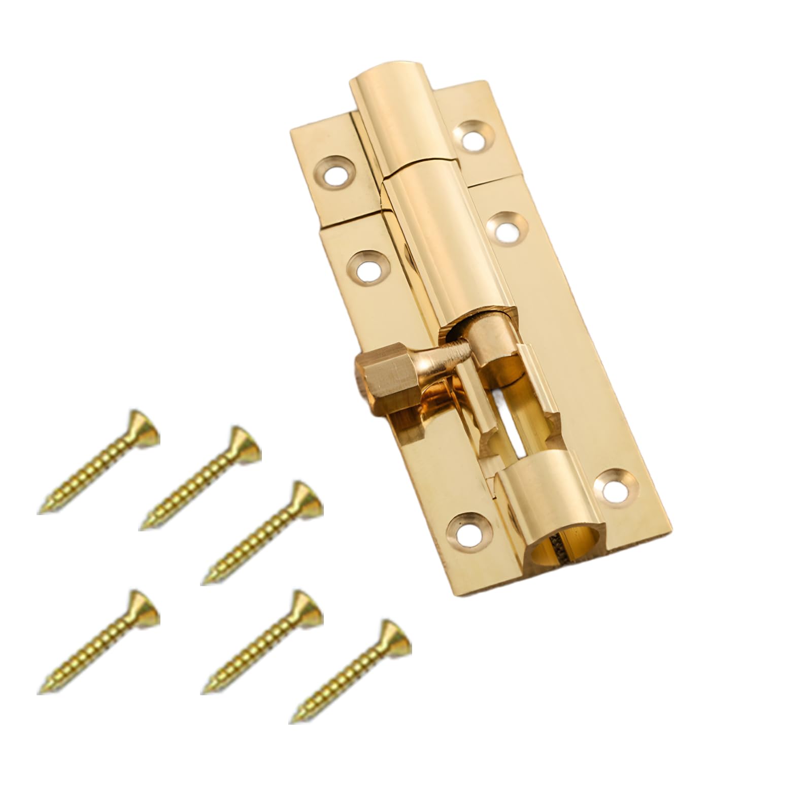 6 Inch Brass Door Bolt Lock Barrel Sliding Lock Gold Solid Door Latch for Bathroom Bedroom Garden Shed Doors