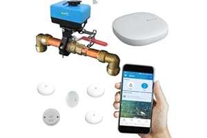 Smart Water Valve Water Leak Detector Shut Off (Options: Zero, Three or Five Leak Sensors) EcoNet Controls with SmartThings/Aeotec Hub & Bulldog Starter Kit Smart Things Home Alarm (5 Sensor)