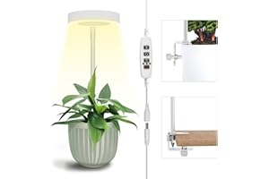 PRONORO Grow Lights for Indoor Plants, Full Spectrum LED Clip Plant Lights, Height Adjustable and 3 Modes, 3/9/12h Automatic Timer, 10 Dimmable Brightness, Mini Halo Grow Lights for Small Plants